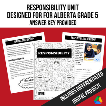 Preview of Alberta Grade 5 - Responsibility (No Prep Unit)