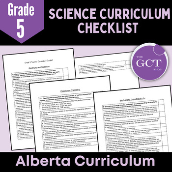 Preview of Alberta Grade 5 Science Curriculum Checklist NEW 2023 Curriculum
