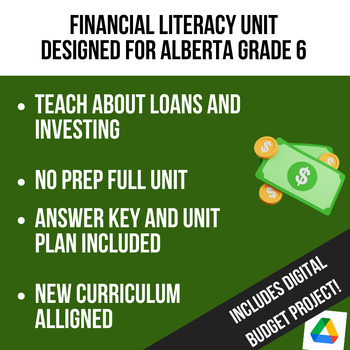 Preview of Alberta Grade 6 - Financial Literacy Unit (No Prep - New Health Curriculum)