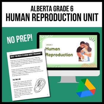 Preview of Alberta Grade 6 - Human Reproduction Unit (New Health Curriculum - No Prep)