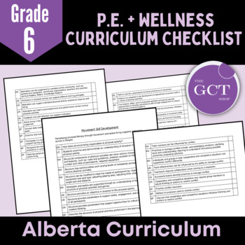 Preview of Alberta Grade 6 Phys. Ed + Wellness New 2022 Curriculum Checklist 