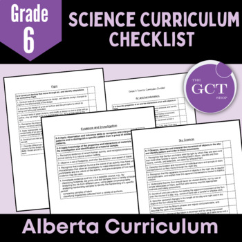 Preview of Alberta Grade 6 Science Curriculum Checklist NEW 2023 Curriculum