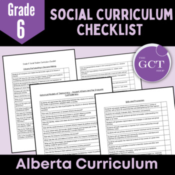 Preview of Alberta Grade 6 Social Studies Curriculum Checklist 