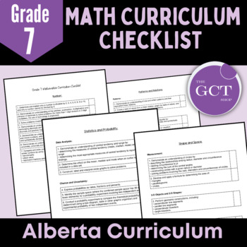 Preview of Alberta Grade 7 Math Curriculum Checklist 