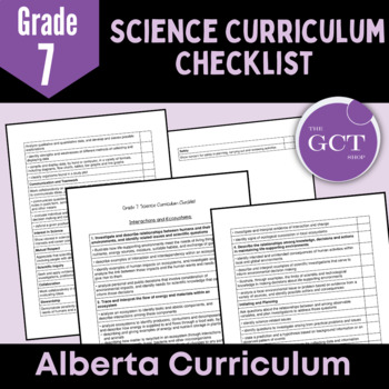 Preview of Alberta Grade 7 Science Curriculum Checklist