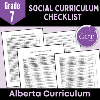 Preview of Alberta Grade 7 Social Studies Curriculum Checklist 