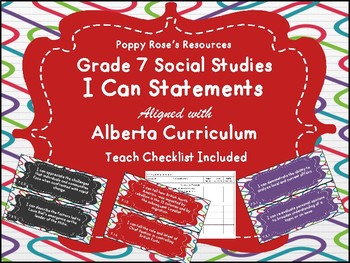 Preview of Alberta Grade 7 Social Studies I Can Statements