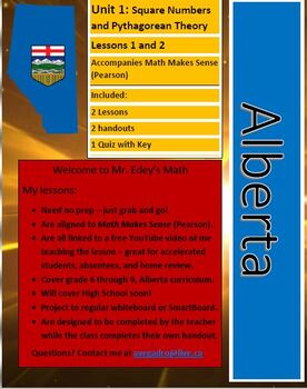Preview of Alberta Grade 8 Math Unit 1 Lessons 1 & 2 Pythagorean Theorem Distance Learning