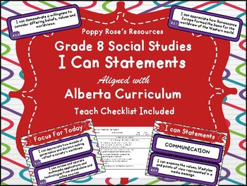 Preview of Alberta Grade 8 Social Studies I Can Statements