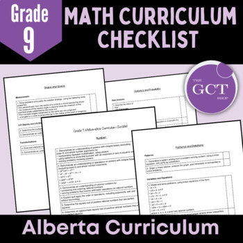 Preview of Alberta Grade 9 Math Curriculum Checklist 