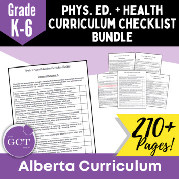 Preview of Alberta K-6 Phys. Ed. + Health NEW 2022 Curriculum Checklist Bundle