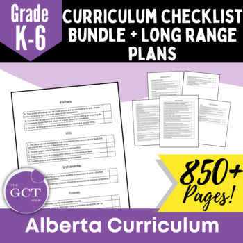 Preview of Alberta Kinder - Grade 6 Long Range/Year Plan + Curriculum Checklist Mega Bundle