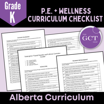 Preview of Alberta Kinder Phys. Ed + Wellness NEW 2022 Curriculum Checklist 