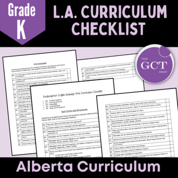 Preview of Alberta Kindergarten Language Arts NEW 2022 Curriculum Checklist 