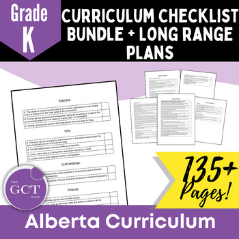 Preview of Alberta Kindergarten Long Range/Year Plan + Curriculum Checklist Bundle!