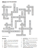 Alberta Local Government crossword for the Alberta Grade 6