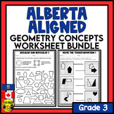 Alberta Math Curriculum Geometry Worksheet Bundle | Grade 3
