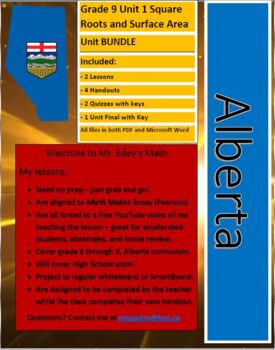 Preview of Alberta Math Grade 9 Unit 1 Squares and Surface Area Unit BUNDLE
