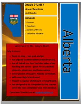 Preview of Alberta Math Grade 9 Unit 4 Linear Relations Unit Bundle