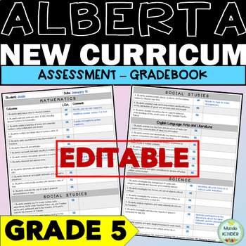 Preview of Alberta New Curriculum Assessment Binder for GRADE 5| EDITABLE | Report Cards