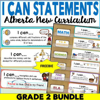 Preview of Alberta New Curriculum: FREE Grade 2 I CAN statements - Try them for FREE!