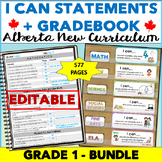 Alberta New Curriculum GRADE 1 BUNDLE | Assessment Gradebo