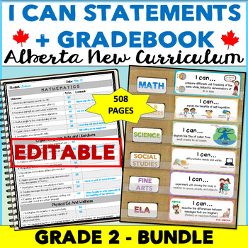 Preview of Alberta New Curriculum GRADE 2 BUNDLE | Assessment Gradebook + I can statements