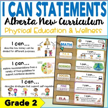 Preview of Alberta New Curriculum | Grade 2 I CAN STATEMENTS for Physical Ed. and Wellness
