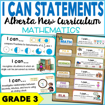 Preview of Alberta New Curriculum | Grade 3 I CAN STATEMENTS for MATH Learning Outcomes