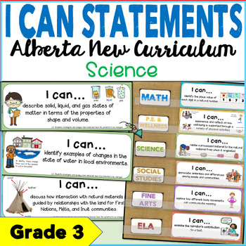Preview of Alberta New Curriculum | Grade 3 I CAN STATEMENTS for SCIENCE Learning Outcomes
