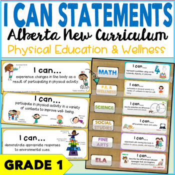 Preview of Alberta New Curriculum | I CAN STATEMENTS Physical Education + Wellness GRADE 1