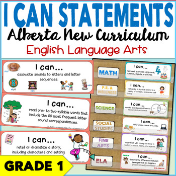 Preview of Alberta New Curriculum | I CAN STATEMENTS for ELA Learning Outcomes | GRADE 1