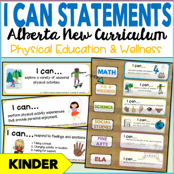 Preview of Alberta New Curriculum | Kinder I CAN STATEMENTS for  Physical Ed. and Wellness