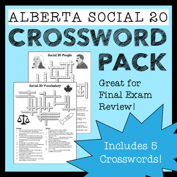 Preview of Alberta Social Studies 20 Crossword Pack