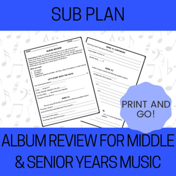 Preview of Album Review Music Sub Plan for Middle School and High School Band or Choir