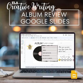 Preview of Album Review Slides: Creative Writing Template, Google Slides Analysis Activity