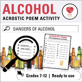 Alcohol Activity: Acrostic Poem Worksheet Activity- Middle