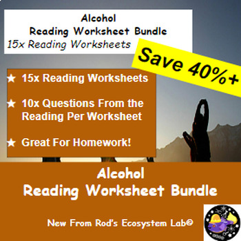 Preview of Alcohol Chapter Reading Worksheet Bundle **Editable**
