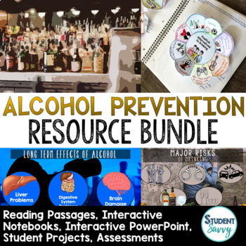 Preview of Alcohol Prevention Activities Bundle - 6th Grade Health Worksheets Reading 