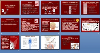 Preview of Alcohol Tobacco Caffeine Smartboard Notebook presentation Lesson Plan