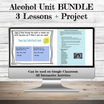 Preview of Alcohol Unit BUNDLE | 4+ Activities | Google Apps | Drug Education