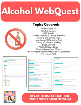Preview of Alcohol Webquest Distance Learning