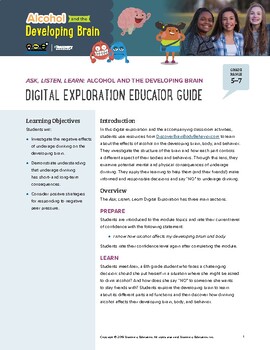 Preview of Alcohol and the Developing Brain: Digital Exploration Educator Guide + Materials