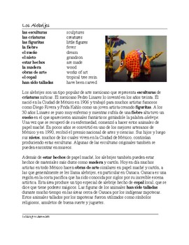 Preview of Alebrijes Lectura Cultural: Mexican Folk Art Cultural Reading in Spanish