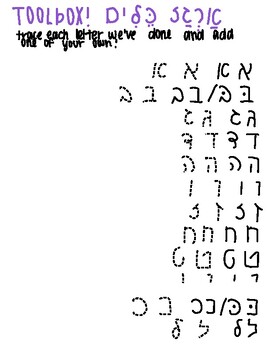 Preview of Alef Bet Practice Worksheet with Cursive 1