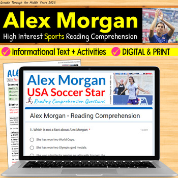 Preview of Alex Morgan Soccer Star: Reading Comprehension (Digital & Print)
