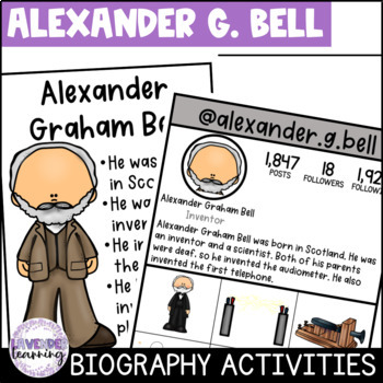 Preview of Alexander Graham Bell Biography Activities, Flip Book, & Report - Inventor Unit