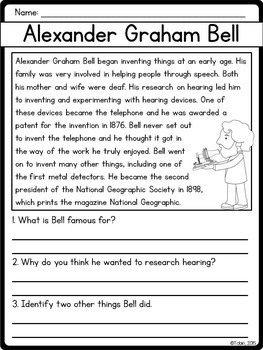 Alexander Graham Bell Biography Pack by Jessica Tobin - Elementary Nest