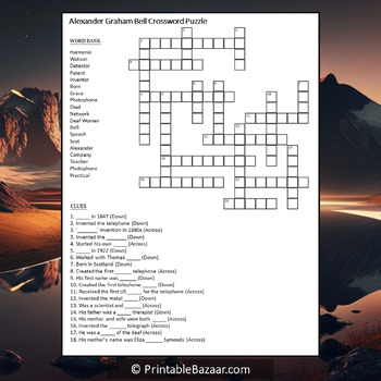 Alexander Graham Bell Crossword Puzzle Worksheet Activity by Crossword