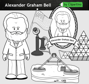 Preview of Alexander Graham Bell clipart  BW - inventors Clip Art